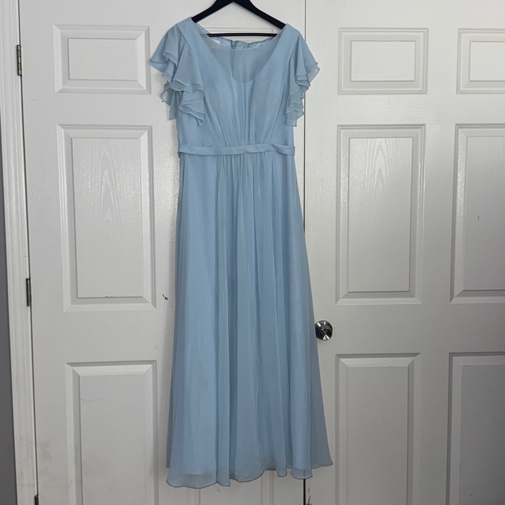 Azazie Daphne
A-Line Ruffled Chiffon Floor-Length Sky Blue Dress - Picture 4 of 12
